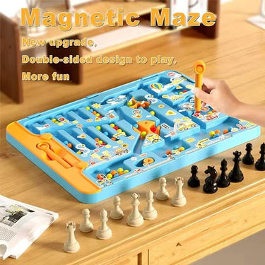 Double-Sided Magnetic Maze and Chess Game Set